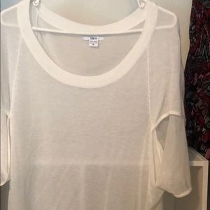 Cream short sleeve sheer top